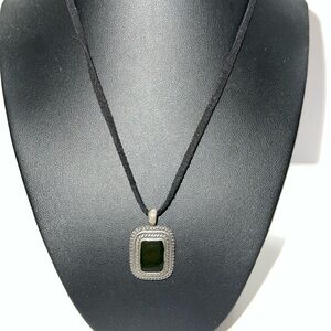 Elegant Silver and Black Square Pendant Necklace